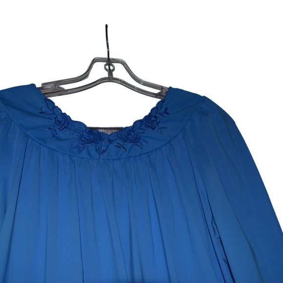 Shadowline (R) Sleep Wear Nylon  Exclusive of Trim Mexico Night Gown Blue M - Picture 3 of 10